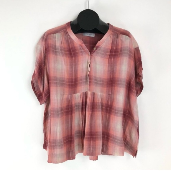 Lucky Brand Plaid Babydoll Button Up Size XL - Picture 2 of 3